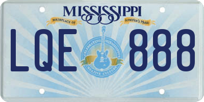 MS license plate LQE888