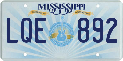 MS license plate LQE892