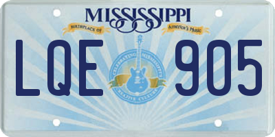 MS license plate LQE905