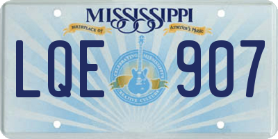 MS license plate LQE907