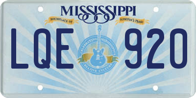 MS license plate LQE920