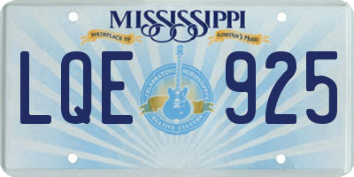 MS license plate LQE925