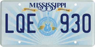 MS license plate LQE930