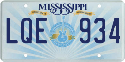 MS license plate LQE934