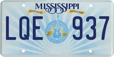MS license plate LQE937