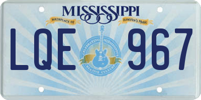 MS license plate LQE967