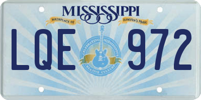 MS license plate LQE972