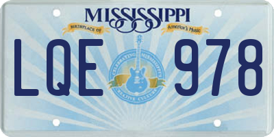 MS license plate LQE978