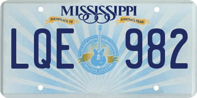 MS license plate LQE982