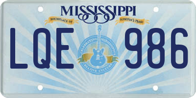 MS license plate LQE986