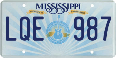 MS license plate LQE987