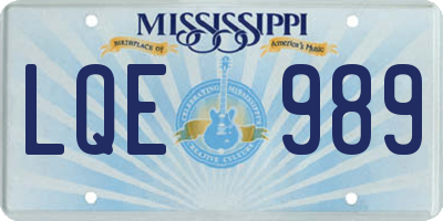 MS license plate LQE989