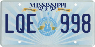 MS license plate LQE998