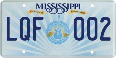 MS license plate LQF002