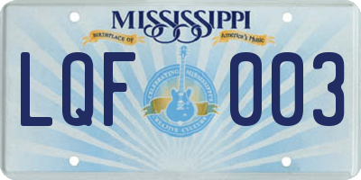 MS license plate LQF003