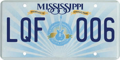 MS license plate LQF006