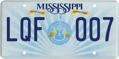 MS license plate LQF007