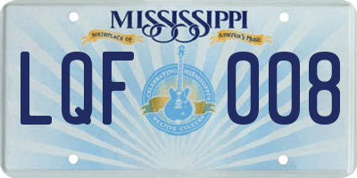 MS license plate LQF008