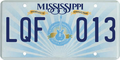 MS license plate LQF013
