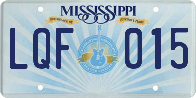 MS license plate LQF015