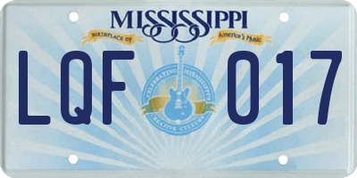 MS license plate LQF017