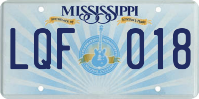 MS license plate LQF018