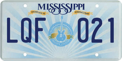 MS license plate LQF021
