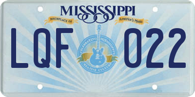 MS license plate LQF022