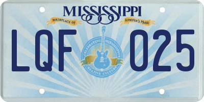 MS license plate LQF025