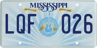 MS license plate LQF026