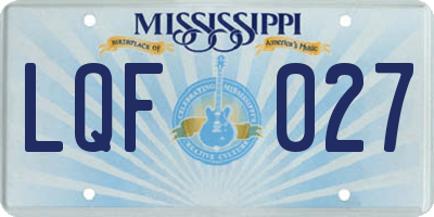 MS license plate LQF027
