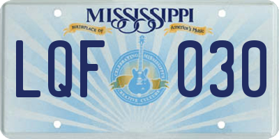 MS license plate LQF030