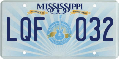 MS license plate LQF032