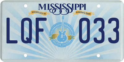 MS license plate LQF033