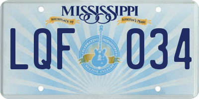 MS license plate LQF034