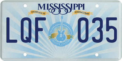 MS license plate LQF035