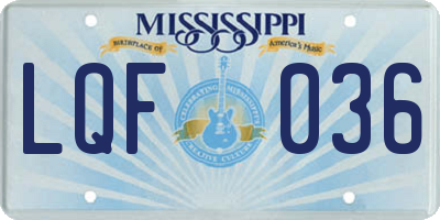 MS license plate LQF036