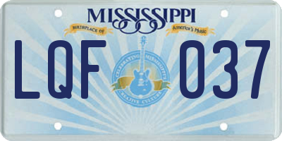 MS license plate LQF037