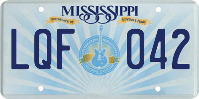 MS license plate LQF042