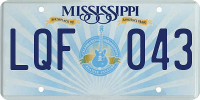MS license plate LQF043