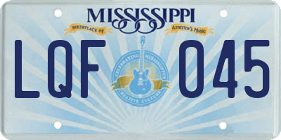 MS license plate LQF045