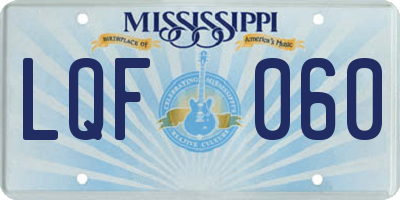 MS license plate LQF060