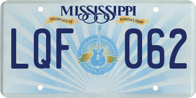 MS license plate LQF062
