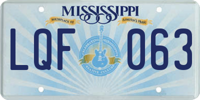 MS license plate LQF063