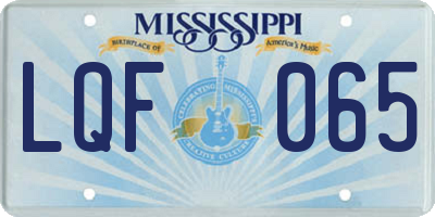 MS license plate LQF065