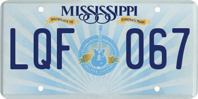 MS license plate LQF067