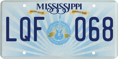 MS license plate LQF068