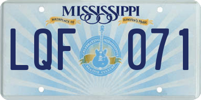 MS license plate LQF071