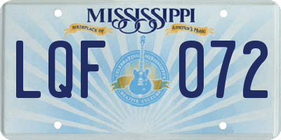 MS license plate LQF072