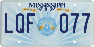 MS license plate LQF077